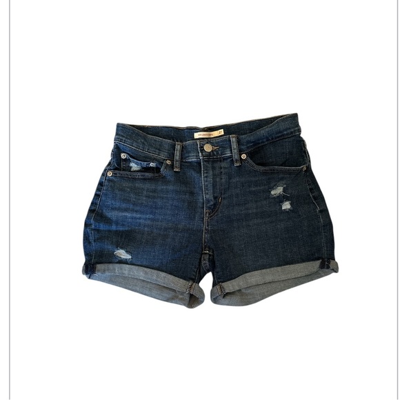 Women’s Cuffed Levi’s Natural Blue Denim Mid Length Shorts, size 27 - Picture 3 of 8